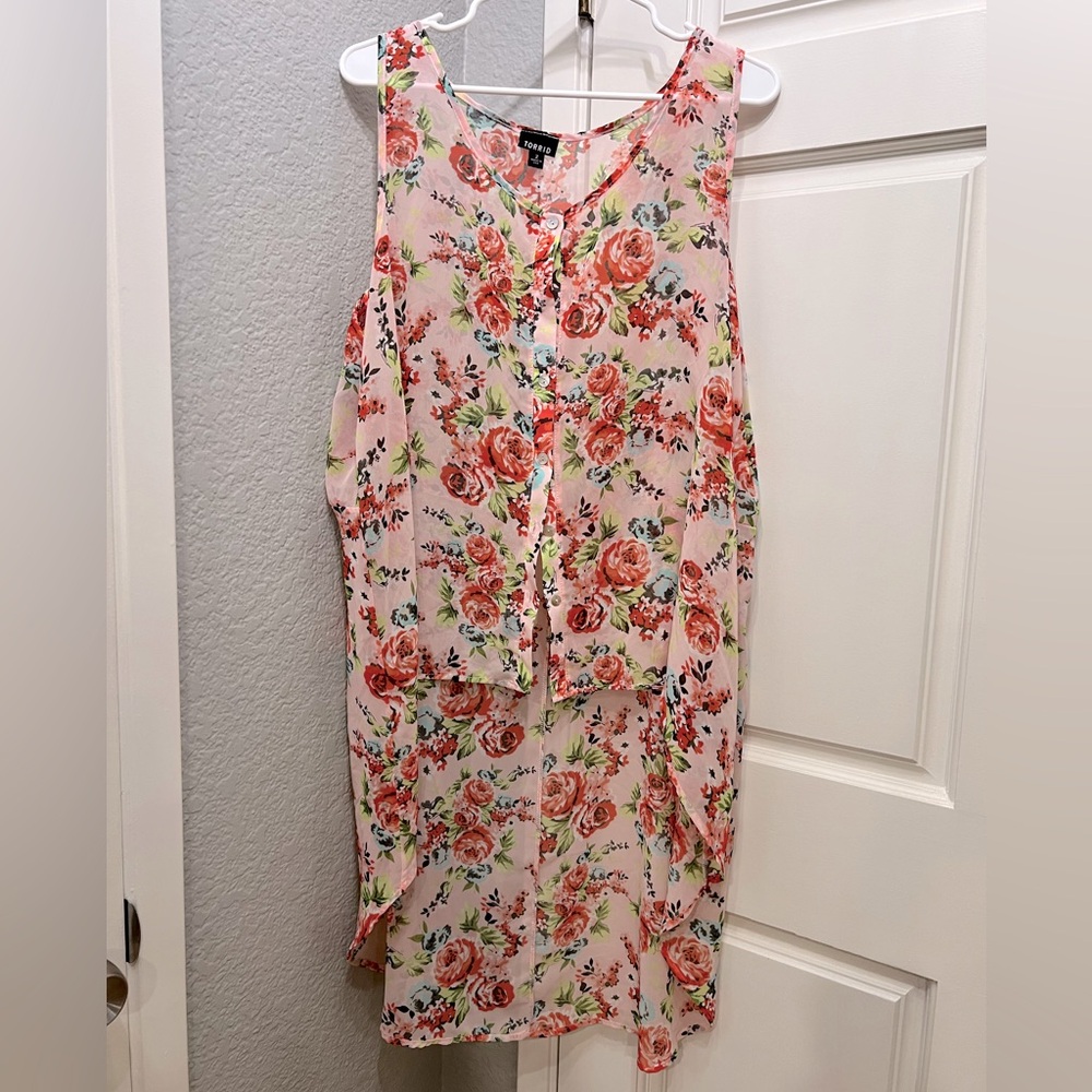 Torrid gorgeous semi-sheer hi-lo blouse